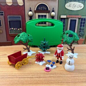 Playmobil Container with Loose Christmas Santa Clause Snowman Trees